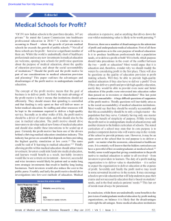 Medical Schools for Profit? - Annals of Medical and Health Sciences