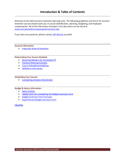 Summer Semester Course Planning Guide