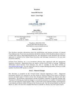 Brochure Form ADV Part 2A Item 1 - Cover Page