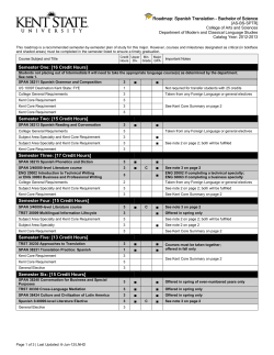 Roadmap: Spanish Translation - Bachelor of Science Semester One