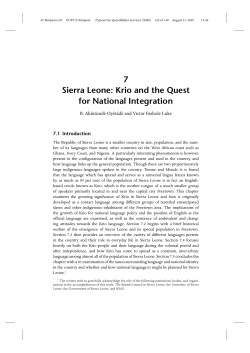 7 Sierra Leone: Krio and the Quest for National Integration
