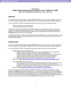 021-2011: SAS&reg; Analytic Solutions Win in Response to the Credit