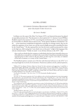 Attorney General Bradford`s Opinion and the Alien Tort Statute