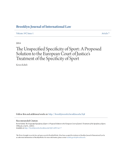 The Unspecified Specificity of Sport: A Proposed