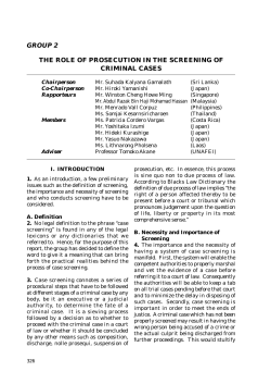 The Role of Prosecution in the Screening of Criminal Cases