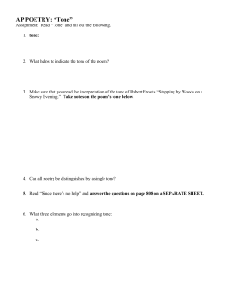 AP POETRY: &ldquo;Tone&rdquo;