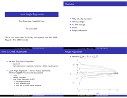 Least Angle Regression Overview Why is LARS important? Ridge