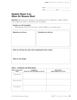 Student Sheet 5.1a When Air Masses Meet