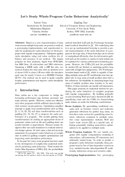 Let`s study whole-program cache behaviour analytically