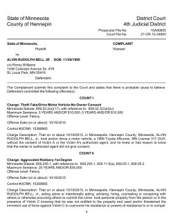 State of Minnesota District Court County of Hennepin 4th Judicial
