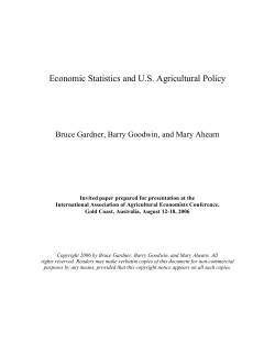 Economic Statistics and US Agricultural Policy