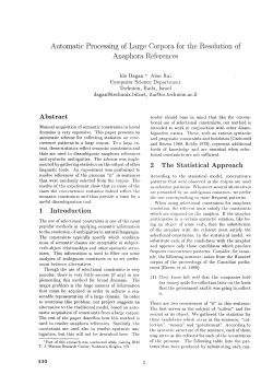 Automatic Processing of Large Corpora for the Resolution of