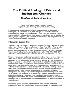 The Political Ecology of Crisis and Institutional Change: The Case of