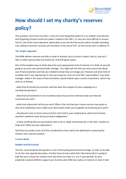 How should I set my charity`s reserves policy?