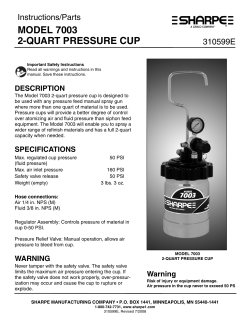 310599E, Sharpe Model 7003 2-Quart Pressure Cup, U.S. English