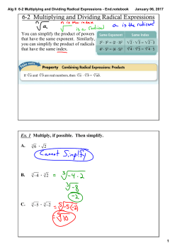 Alg II 6-2 Multiplying and Dividing Radical Expressions