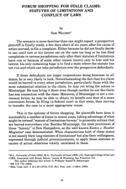 Forum Shopping for Stale Claims