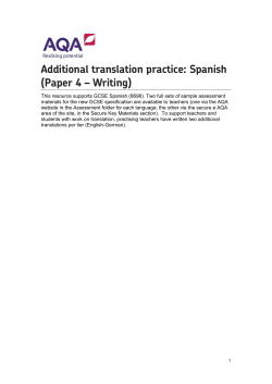 GCSE Spanish Additional translation practice Paper 4 (Writing)