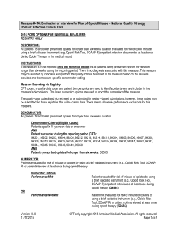PQRS #414: Evaluation or Interview for Risk of Opioid Misuse