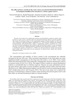 The effect of heavy metals in the water source on selected