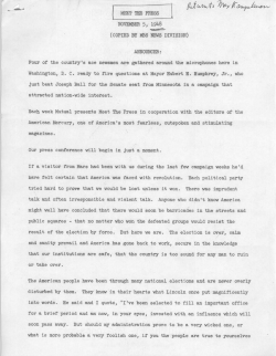 Meet the Press radio show, November 5, 1948