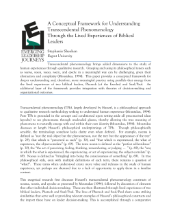 A Conceptual Framework for Understanding Transcendental