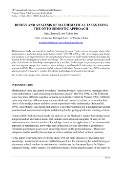 design and analysis of mathematical tasks using the onto