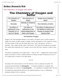 The Chemistry of Oxygen and Sulfur