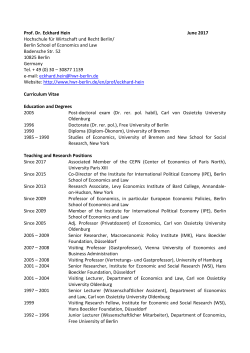 Prof. Dr. Eckhard Hein March 2017 Hochschule für Wirtschaft und