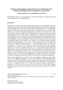 Planning and Managing Urbanization in Kenya following the New