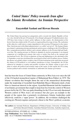 United States` Policy towards Iran after the Islamic