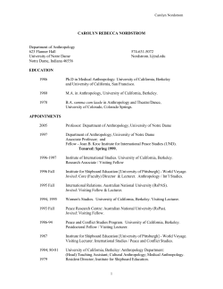 carolyn rebecca nordstrom - Department of Anthropology