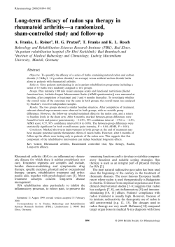 Long-term efficacy of radon spa therapy in rheumatoid arthritis&mdash;a