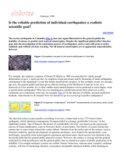 Is the reliable prediction of individual earthquakes a