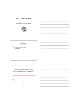 Unit 2.2 Acceleration Objectives