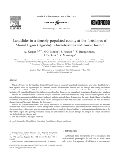 Landslides in a densely populated county at the footslopes of Mount