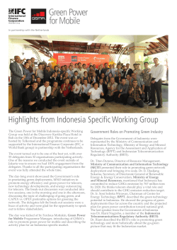 Highlights from Indonesia Specific Working Group