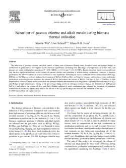Behaviour of gaseous chlorine and alkali metals during biomass