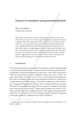 Features in Reanalysis and Grammaticalization