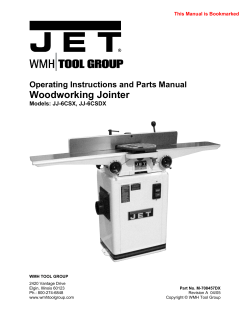 Operating Instructions And Parts Manual Woodworking Jointer
