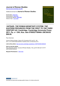 Journal of Roman Studies KATSARI, THE ROMAN MONETARY