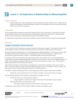 Lesson 1: An Experience in Relationships as Measuring Rate