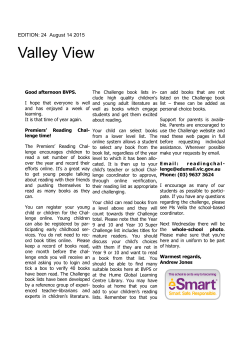 EDITION: 24 August 14 2015 - Broadmeadows Valley Primary School