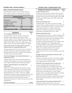 European green crab Scientific name: Carcinus maenas L.