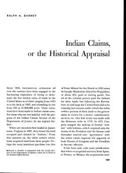 Indian Claims, or the Historical Appraisal