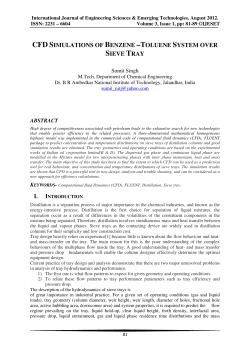 CFD SIMULATIONS OF BENZENE &ndash;TOLUENE SYSTEM OVER