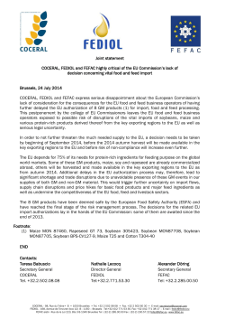 COCERAL, FEDIOL and FEFAC highly critical of the EU