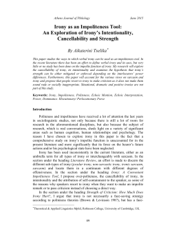 Irony as an Impoliteness Tool: An Exploration of Irony`s Intentionality