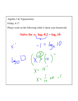 Solve for x: log5 0.2 = logx 10