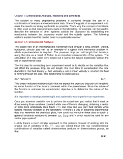 Chapter 7: Dimensional Analysis, Modeling and Similitude. The